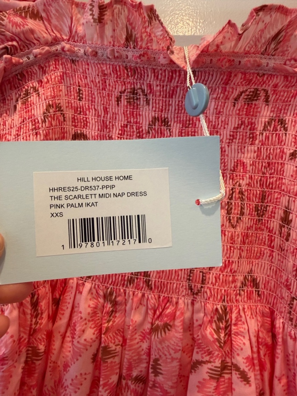 Hill House Scarlett Nap Dress pink palm ikat xxs matching girl sold separately - Picture 3 of 9